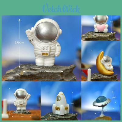 Cute Resin Astronaut Figurine Unique Home Decor Space Theme Cake Topper Accessory