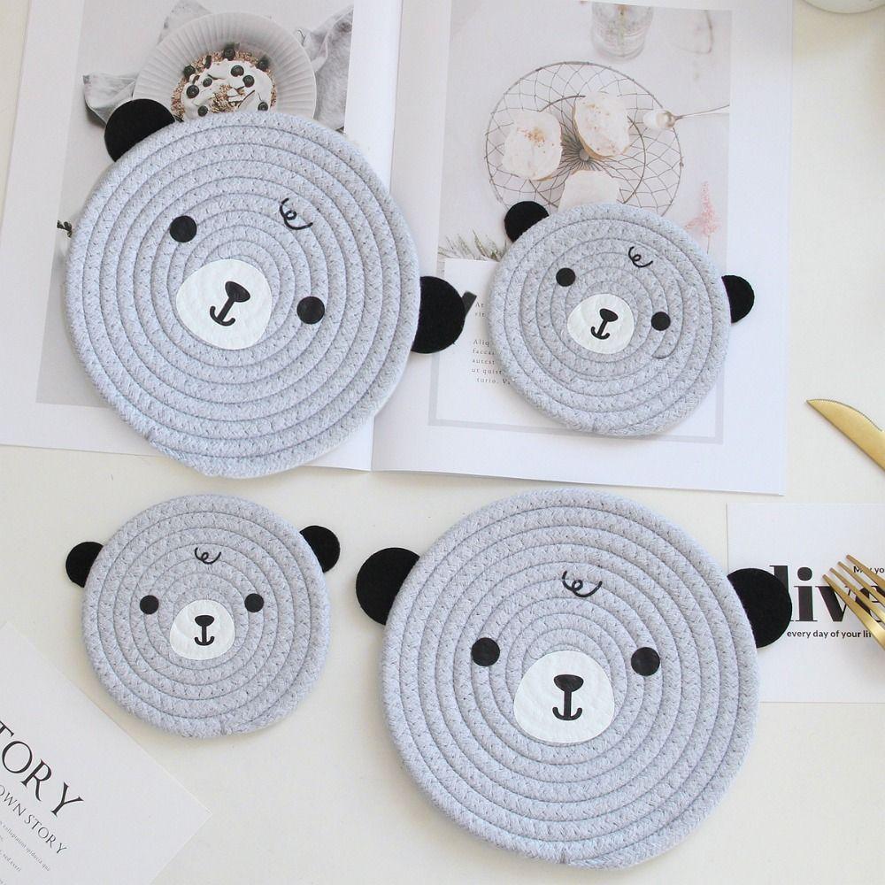 

Handwoven Coaster Cotton Rope Bowl Pad Cute Placemat Table Decoration 18cm розовый