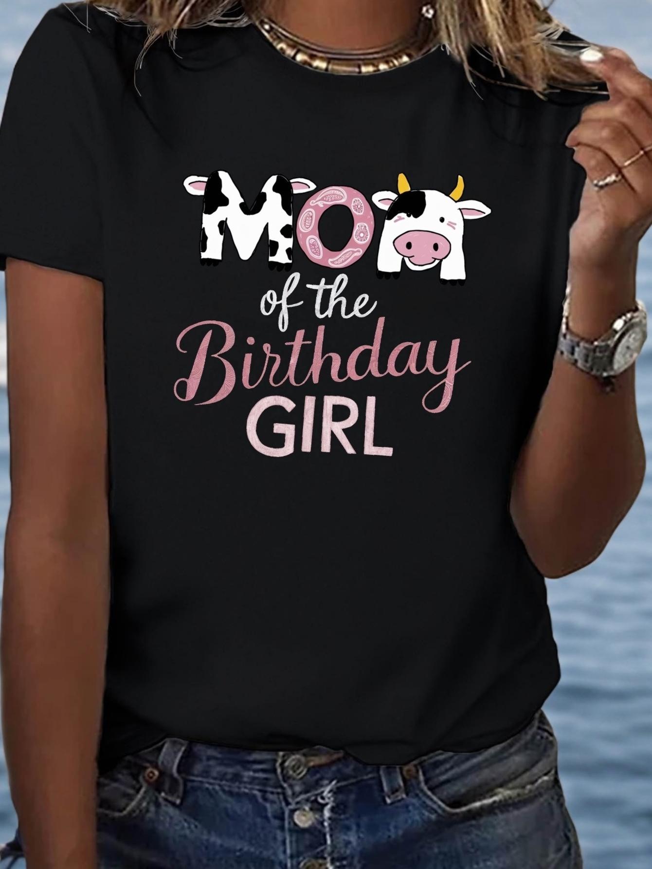 Mom of the Birthday Girl Cow Farm Cute T-shirt XXL