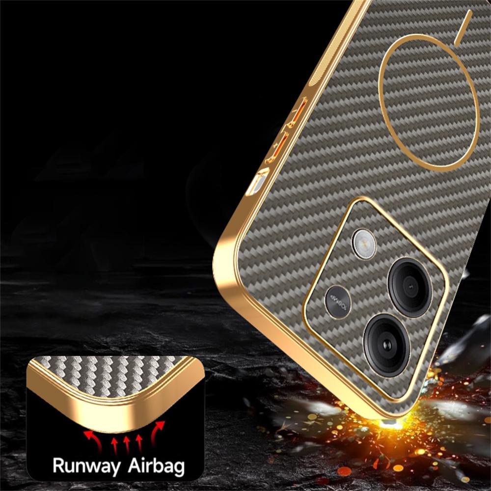 For Xiaomi Redmi Note 13 5G Phone Case Carbon Fiber Textured Electroplated TPU Back Cover