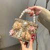 Nowa Francuska Retro Metalowa Wkładana Diamentowy Kwiat Perłowy Koszyk na Warzywa Torba, Bankietowa Diamentowa Wiaderko na Wodę, Ręczna Torba na Ramię