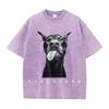 Womans Cotton Washed TShirts Fashion Creativity Doberman Printing Short Sleeve ONeck Loose Distressed Street Female Clothes