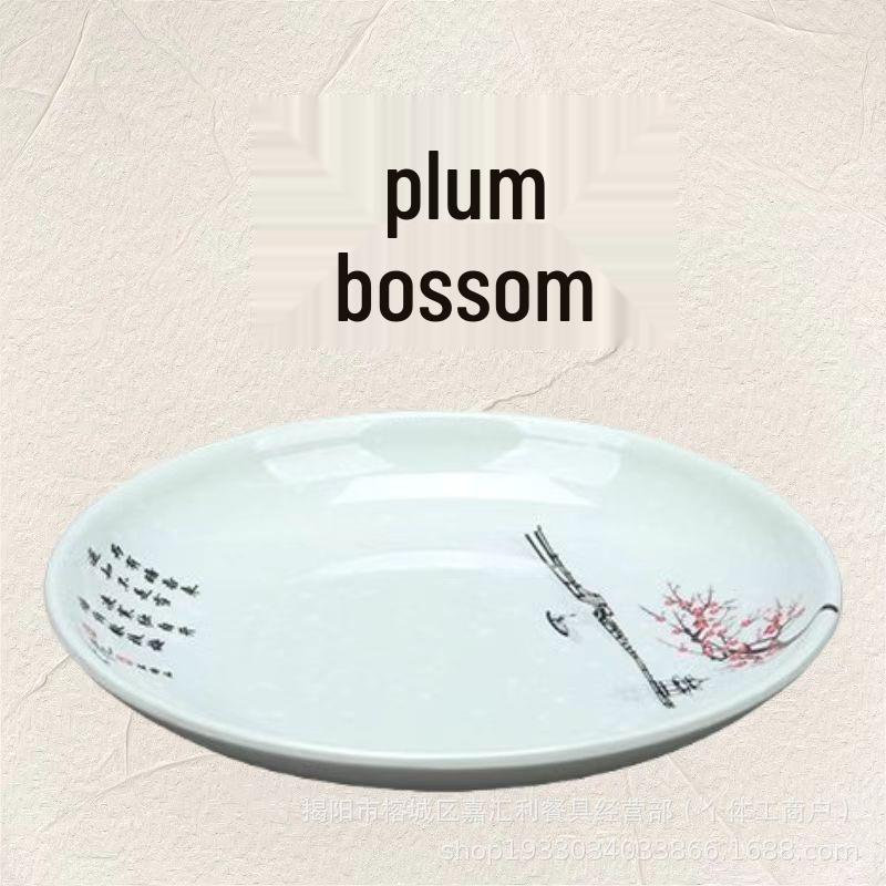 Western-Style Melamine Flat Plate, Shallow Round Design for Fast Food & Buffet, Available In Sizes 6-10 Inches