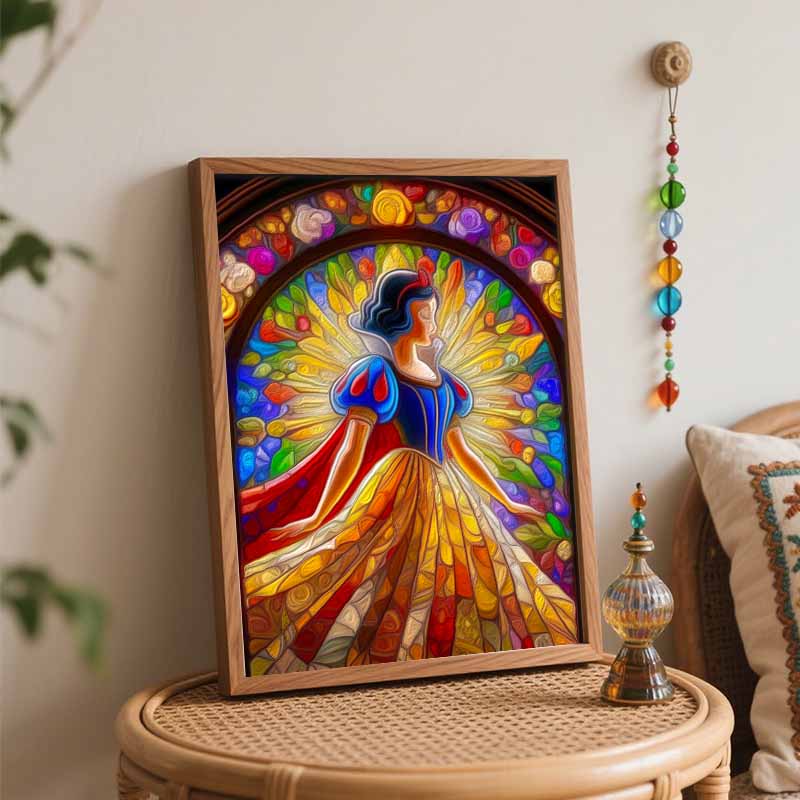 Disney Stained Glass Snow White Oil Art Painting Kit Home Wall Decor Handmade Gift For Princess Fans Modern Art Room Decor Craft Hobby