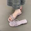 Gentle Fairy Cool Slippers 2025 New French Sweet Elegant Bow Open Toe Word with Temperament Sandals