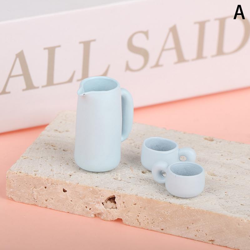 Hot1/12 Dollhouse Miniature Accessories Mini Kettle Teapot Cups Simulation Furniture Tea Pot Kitchen Model Playthings designed for Doll House