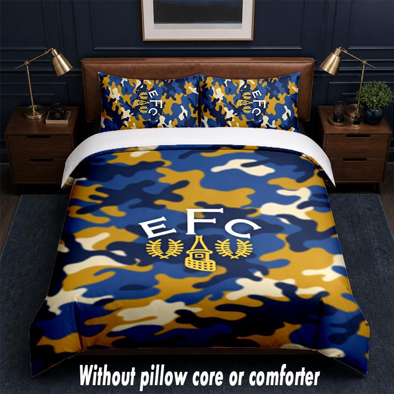 Set Biancheria da Letto Design Calcio Everton 1 Copripiumino + 2 Federe Morbido Traspirante Biancheria da Letto per la Casa