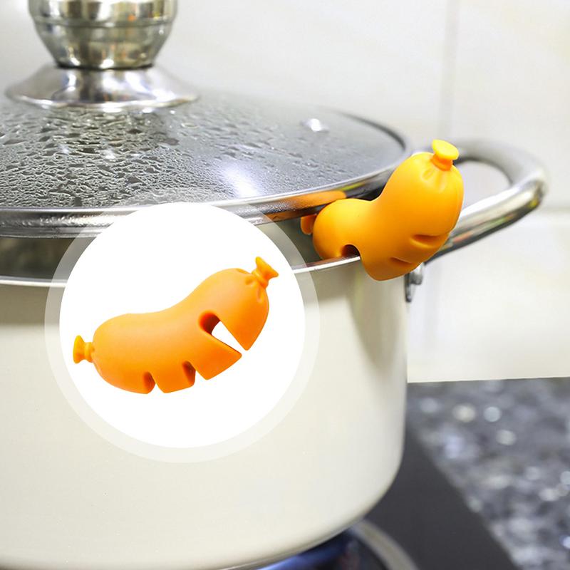 1Pcs Silicone Pot Lid Anti-Overflow Rack Kitchen Gadget Heat-resistant Stoppers Pot Cover Lifter Holder Safe Creative Gadget