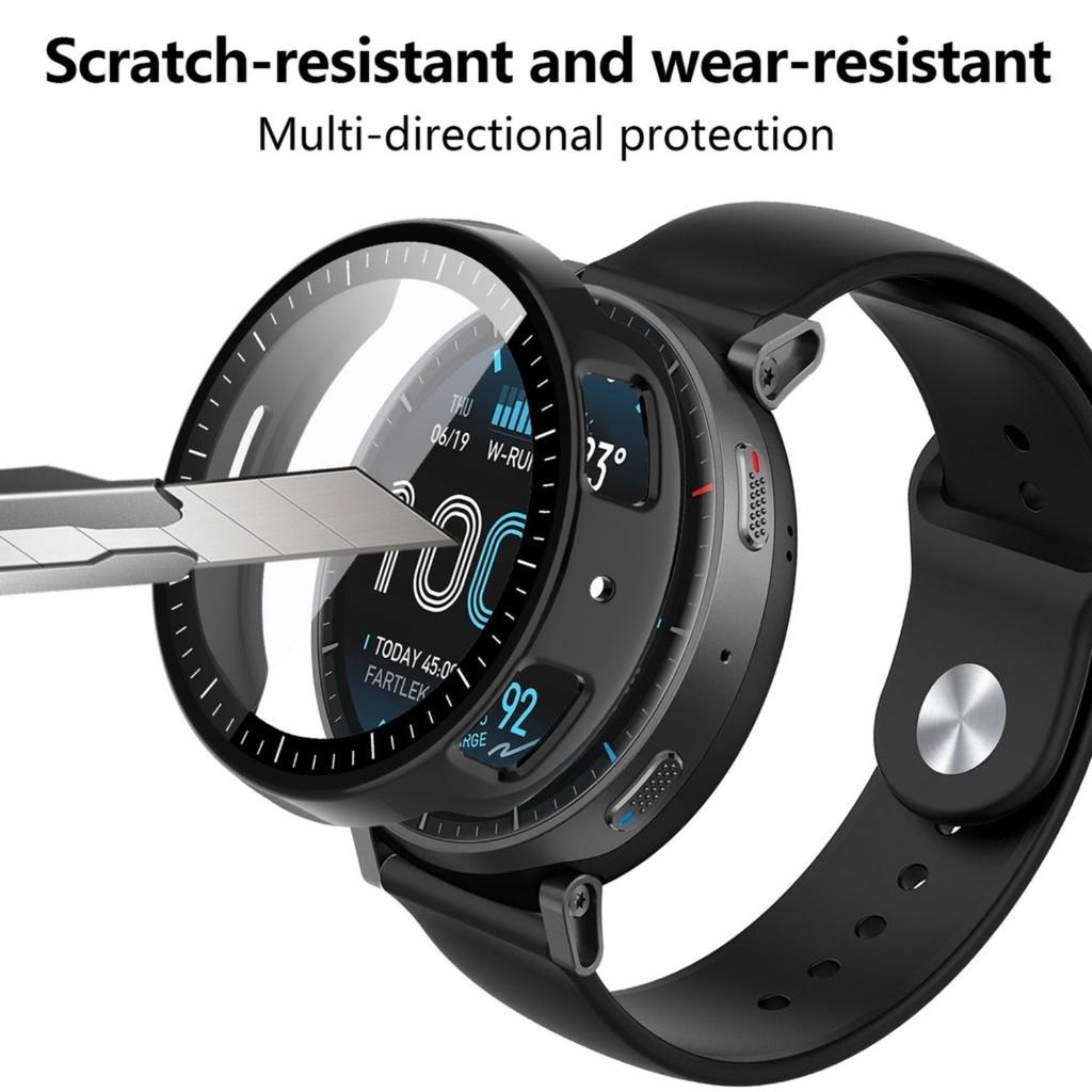 Silicone Watch Band & Reverse Buckle and Full Protective PC Case with Tempered Glass for Amazfit Active Max Smart Watch Accessories
