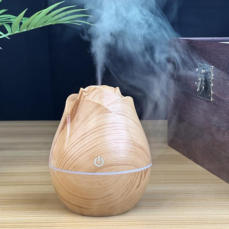 Nawilżacz z usłojeniem palisandru USB do samochodu cichy do sypialni uzupełnianie wody kolorowy gradient światła maszyna do aromaterapii