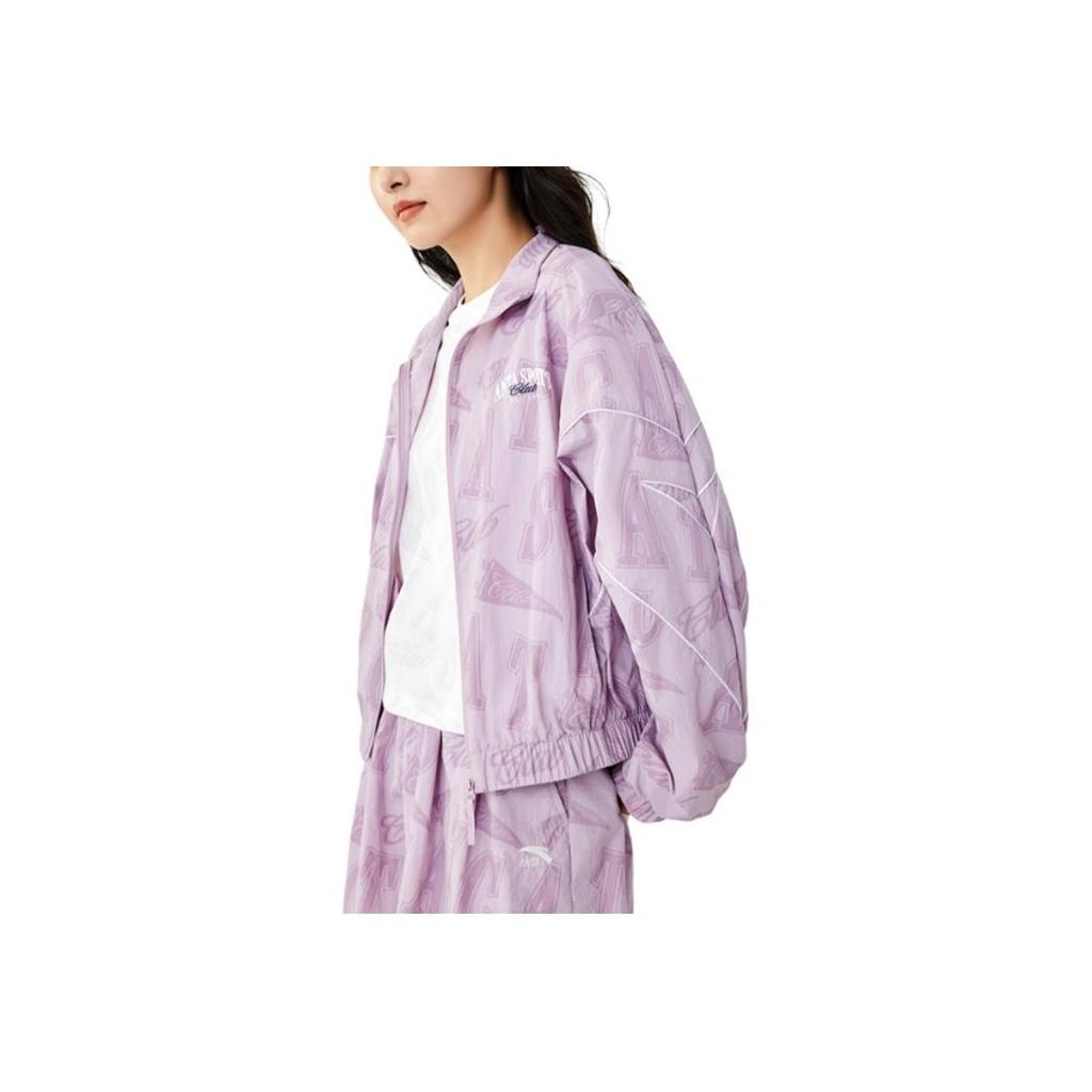 Anta Full Print Outdoor Breathable UV Protection Sun Protection Clothing Women Outerwear Gray Purple 162438609-2