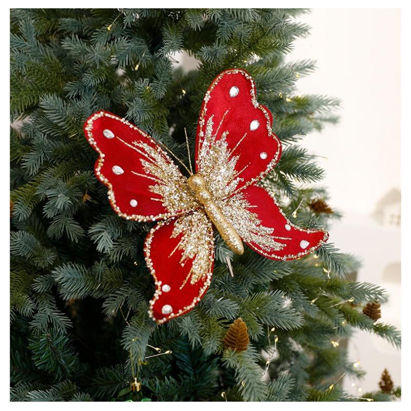 1 buc Pânză Paiete Imitație Fluture Decorațiuni Pom de Crăciun Catifea Spumă Plastic Sărbătoare Ornamente Florale Cadou de Crăciun