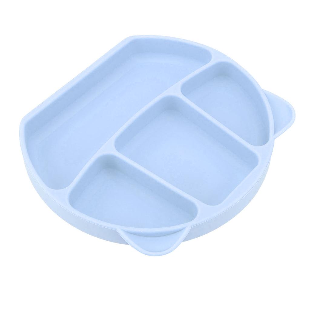 Baby Plate Silicone Divided 3 Compartments Toddler Bowl with Fork Spoon for Dining