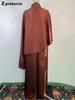 New  Fashion Women's Long Sleeve Irregular Top High Waist Slim Fit Wide Leg Pants Set