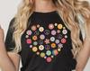 Retro Hippie Heart T-Shirt, Flower Power, Smiley Face