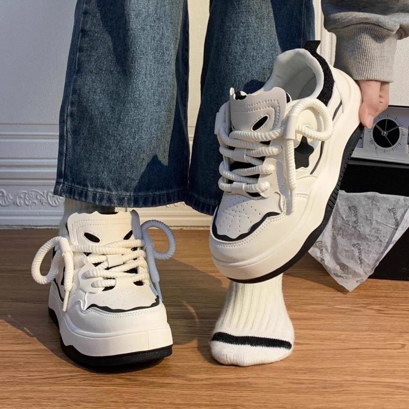 Korean Style Women S Thick Sole Sneakers Ins Trendy Retro White Shoes