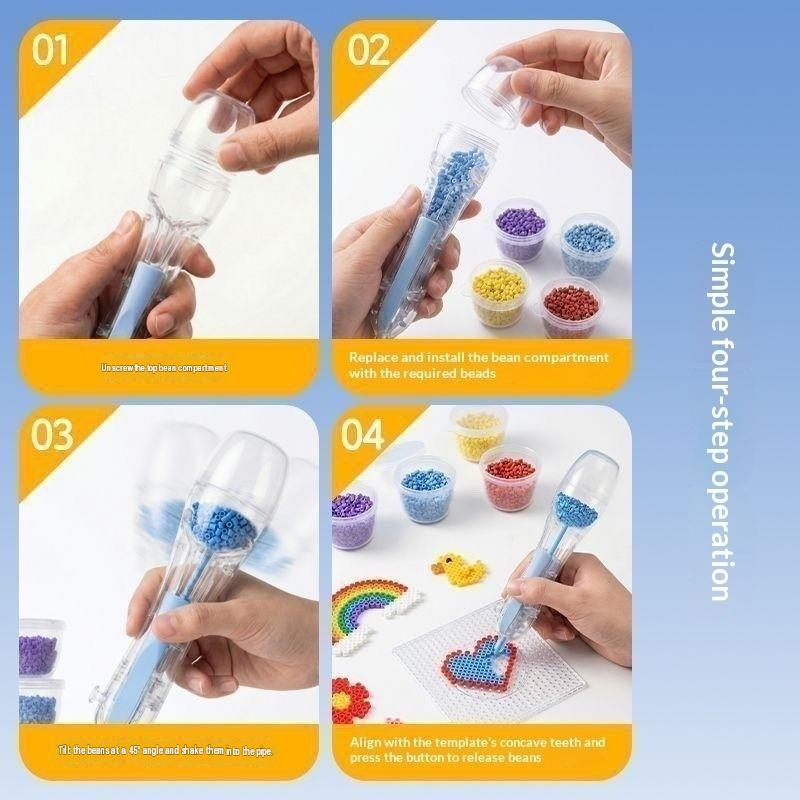 1Pcs Push Type Automatic Bead Pen Ergonomic Design Fuse Bead Tool for Perler Beads DIY Craft Home Hobby Use