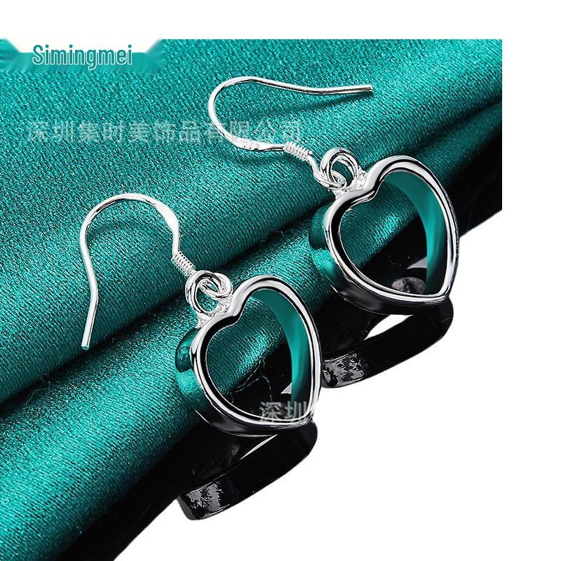 Silver Hollow Heart-Shaped Earrings for Women by West Lake Jewelry