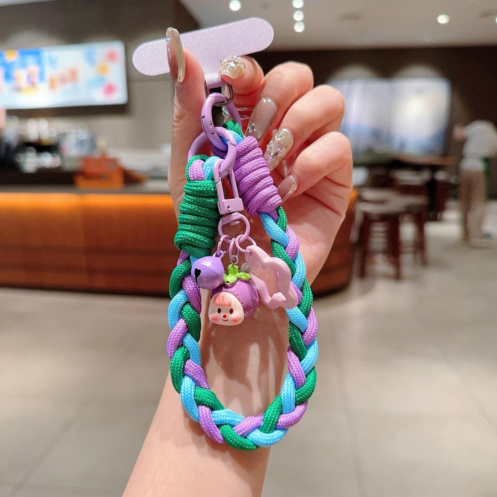 

Cute Creative Cartoon Mobile Phone Universal Lanyard Three-Color Wrist Strap Hand-Woven Hand Rope For all Phone Case