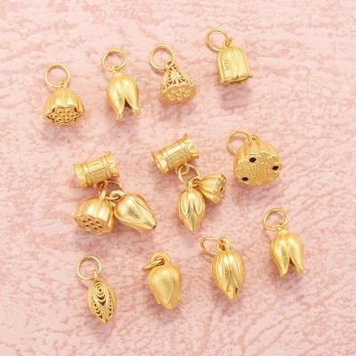 S925 Silver Tulip, Lily, and Lotus Seed Pod Dangle Pendant for DIY Bracelets & Necklaces
