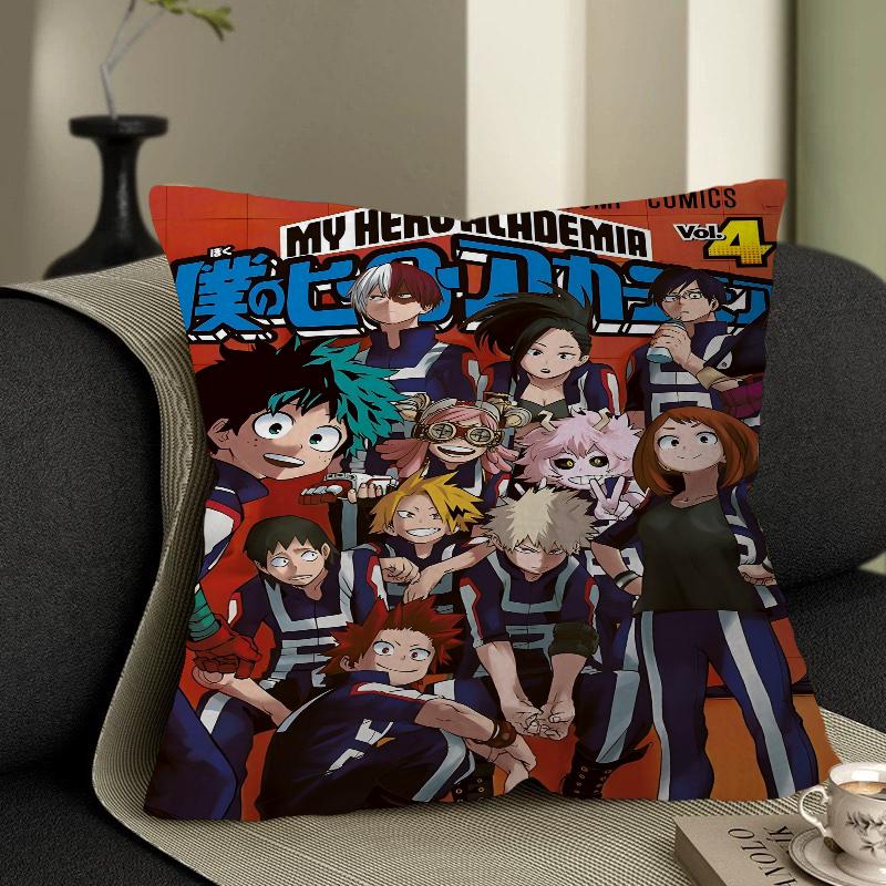 My Hero Academia Pillow Covers Cartoon Sofa Decorative Home Double-sided Printing Short Plush Cute Cushion Cover
