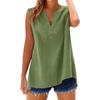 Women's Fashion Loose Standing Collar Button Cotton T-Shirt Color Sleeveless Top