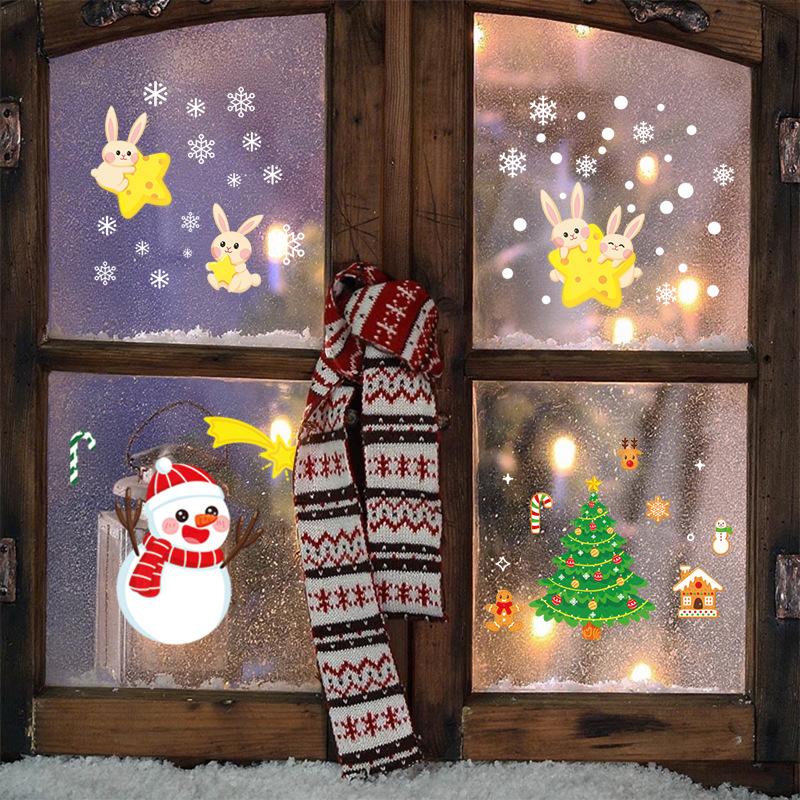 Santa Claus Snowman Scene Decoration Sticker Atmosphere Static Glass Sticker Decoration