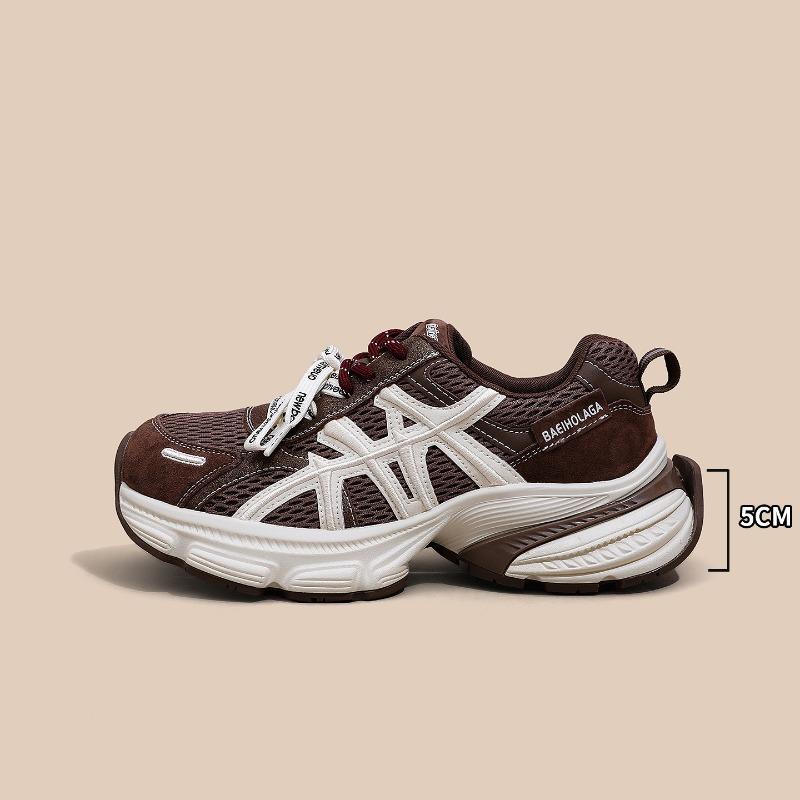 

Retro thick-soled heightening dad shoes women s new autumn versatile breathable casual sports shoes 40 коричневый