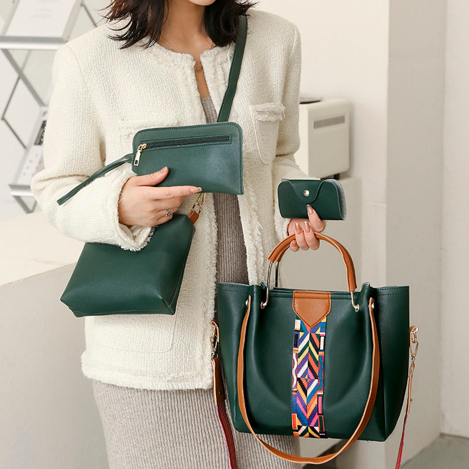 

Sagit 4шт модная женская печать ретро узор ручная сумка сумка + карта посылка One Size зелёный