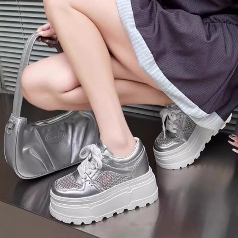 Little white shoes women's summer new thick-soled muffin shoes hollow breathable mesh sandals casual shoes