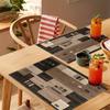 Modern Geometric Wood Grain Placemat Simple Waterproof Dining Table Mat Light Luxury Insulated Placemat