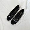 5 Cm Higher Rhinestone Color Matching Light Mouth Single Shoes Women's 2025 New Xiaoxiangfeng Word with Flat Mary Jane Shoes