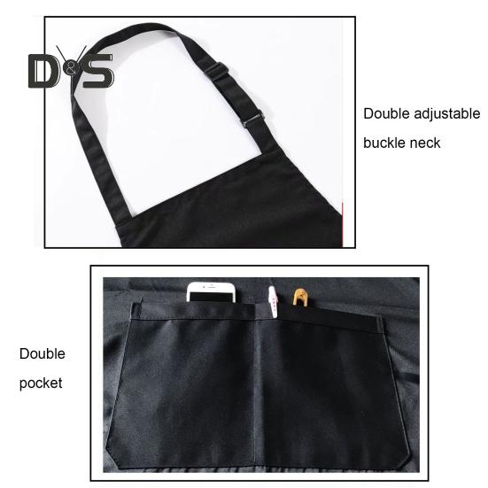 Chef Apron Solid Color Waterproof Polyester Cotton Hanging Neck Apron