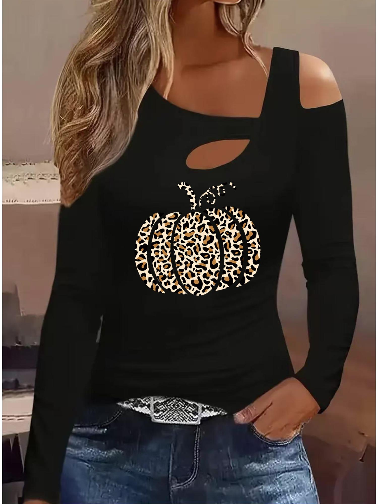 

Модные блузки с живописным принтом, футболки с длинным рукавом, повседневные топы-юбки S чёрный