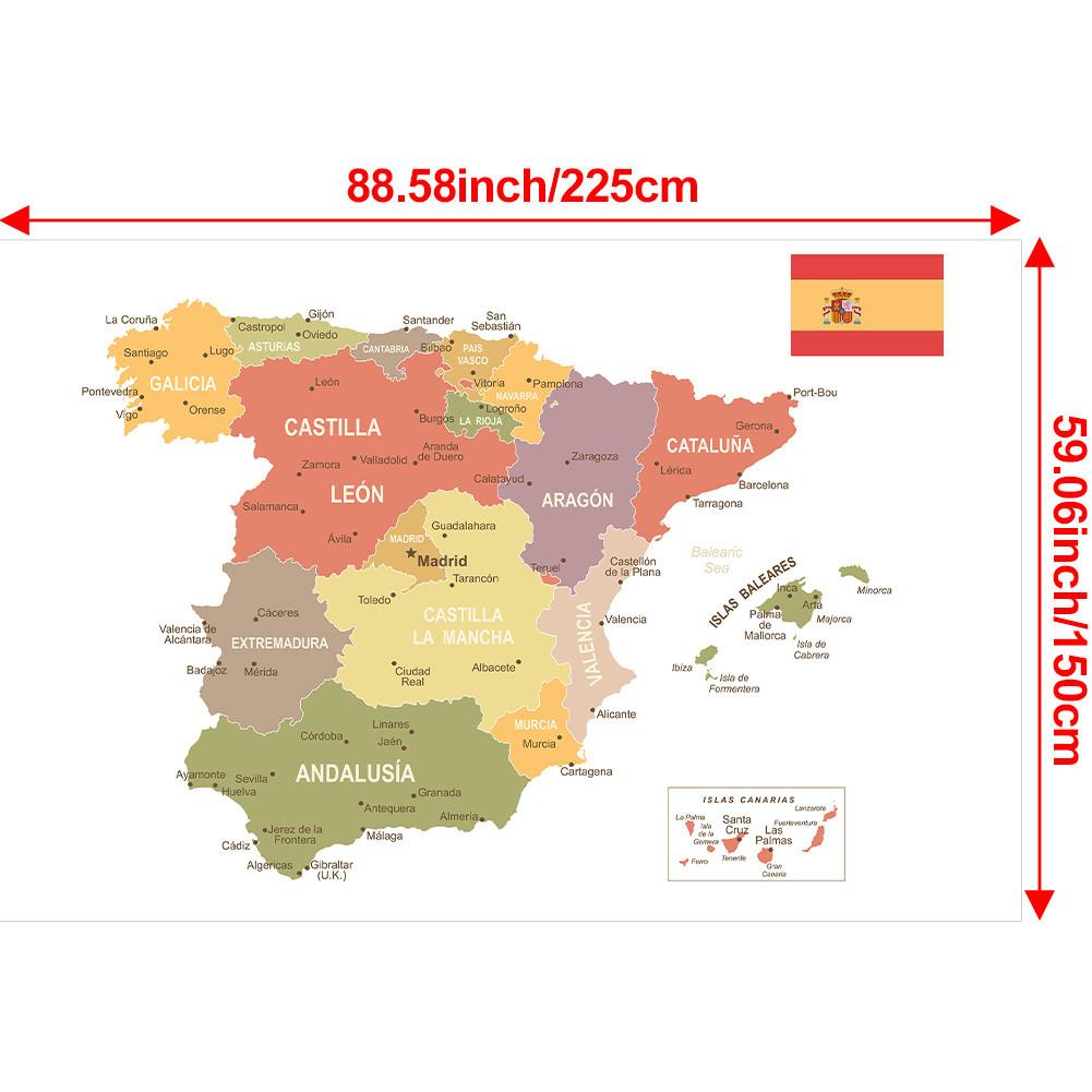 

Фоновая ткань с картой серии «Испания» — карта Испании, настенные художественные плакаты, туристический/образовательный инструмент, декоративная подвесная картина 225*150cm/7*5ft
