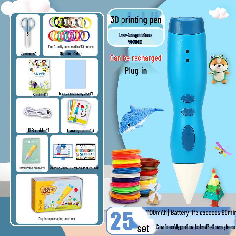 Rechargeable Low Temperature 3D Printing Pen for Kids - 1100mAh PCL Children's Day Gift