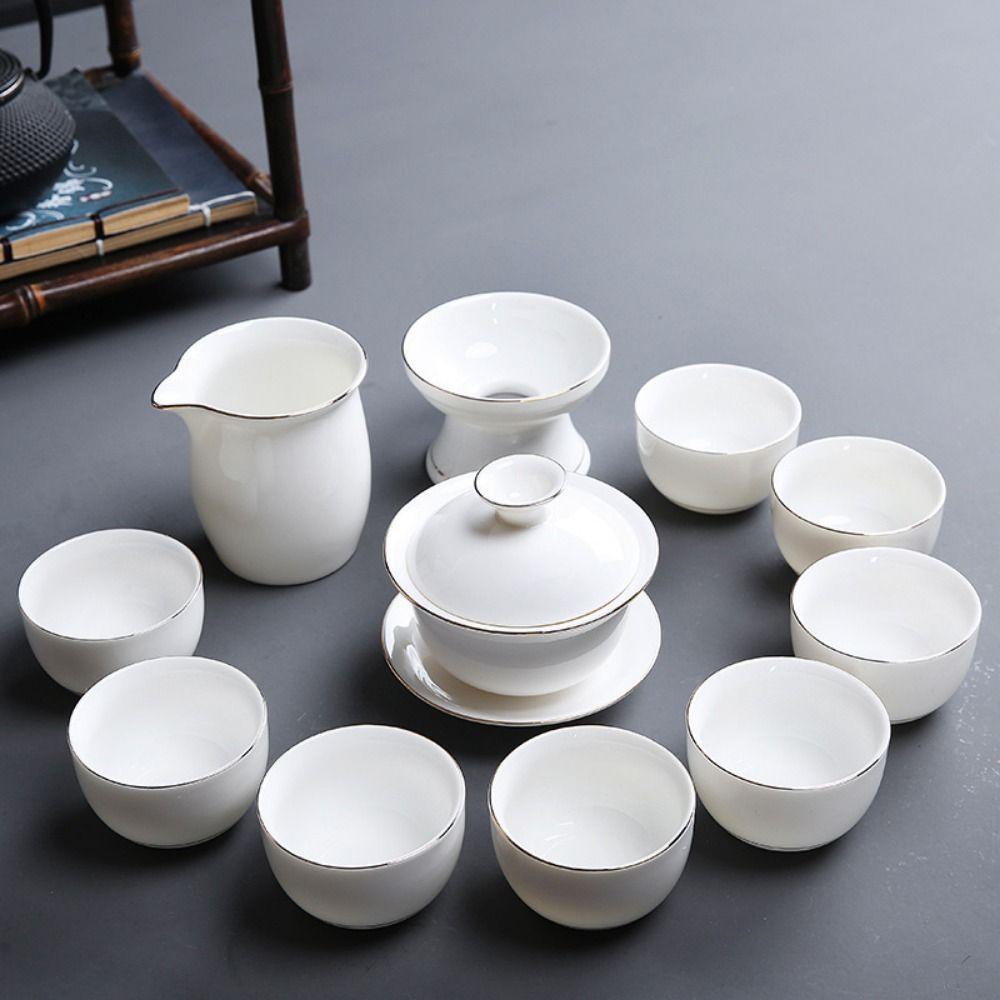 Traditional White Ceramic Cups White Porcelain Tea Mug Comfortable Tea Cup  Gifts