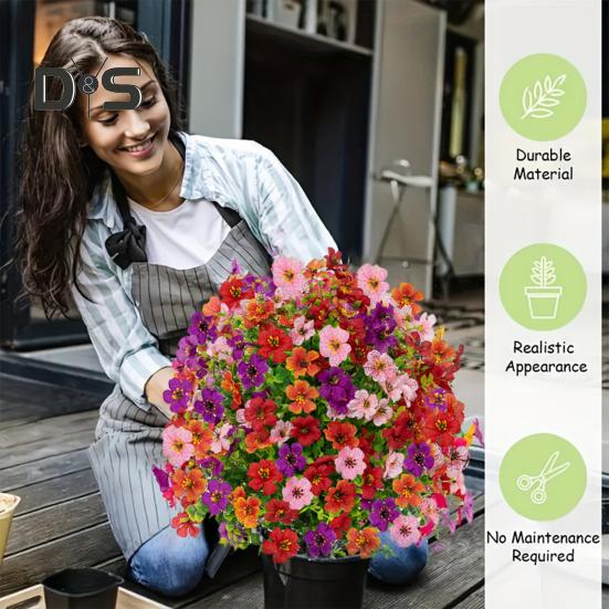 Artificial Violet Topiary Ball UV Resistant Violet Blooms Fake Evergreen Plants Flowers Brush with Ground Spike for Outdoor Indoor Garden Decor