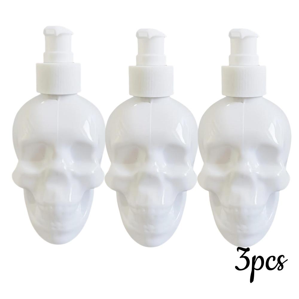 1/3pcs Skull-Shaped Lotion Dispenser Refillable Pump Bottle for Shampoo Moisturizer HandSoap Storage Home Bathroom Holiday Decor