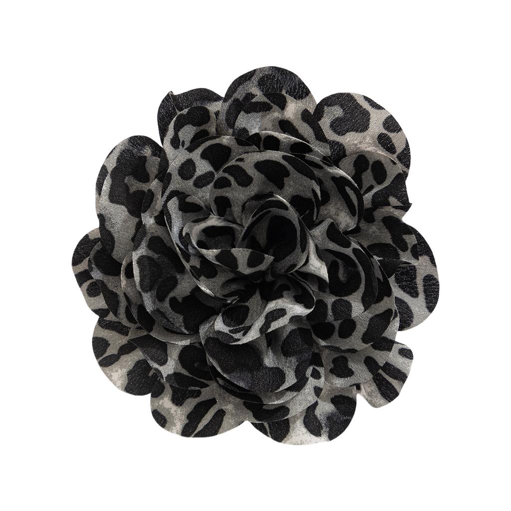 Broche Pince Bec de Canard Fleur Imprimé Léopard Corsage Exagéré en Forme Florale Accessoire de Mode Polyvalent pour Femmes