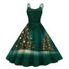 Women's Fashion Casual Christmas Print Sexy Off-the-shoulder Punk Retro Dress