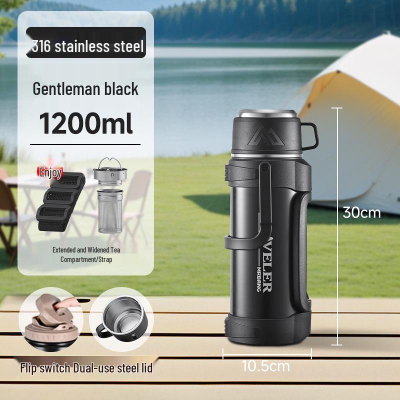 

Large Capacity 316 Stainless Steel Thermos Flask for Outdoor Travel, Camping, Car, and Home Use. 1200ml