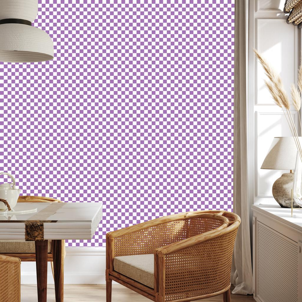 Lavender and Purple Checkerboard Wallpaper for Living Room and Bedroom 50x1000
