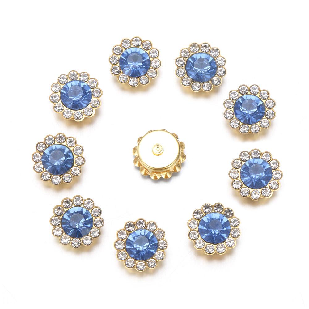 10PCS Sparkling Rhinestone Buttons Vintage Buttons For Apparel Sewing Pearl Hairpin Decoration DIY Jewelry Crafts Flower Buttons