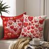 4pcs Valentine'S Day Love Heart Print Throw Pillow Covers, Modern Style, Polyester, Zipper, Machine Washable, 18 x 18 Inches, Single-Sided Print