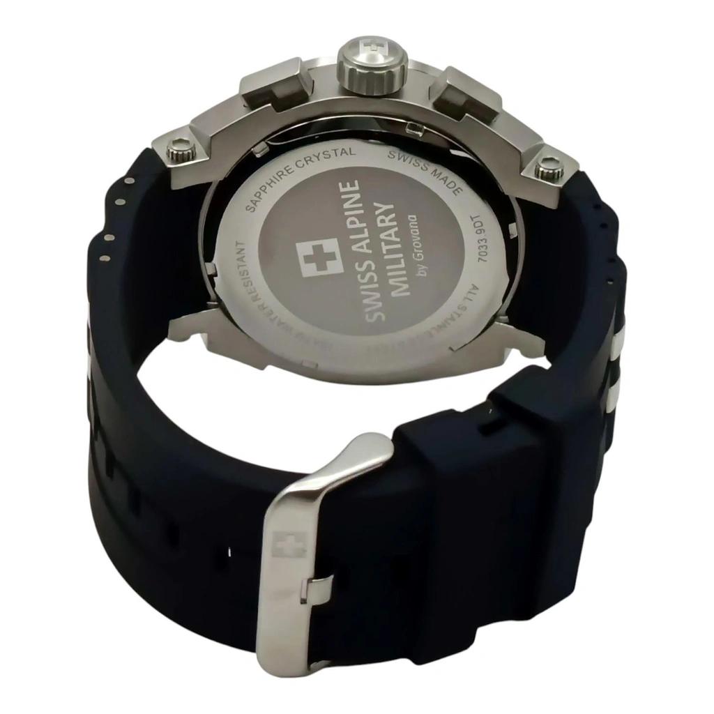 Swiss Alpine Military Aviator Supersize Chronograph Rubber Strap Black Dial Quartz 7033.9837 100M Men's Watch