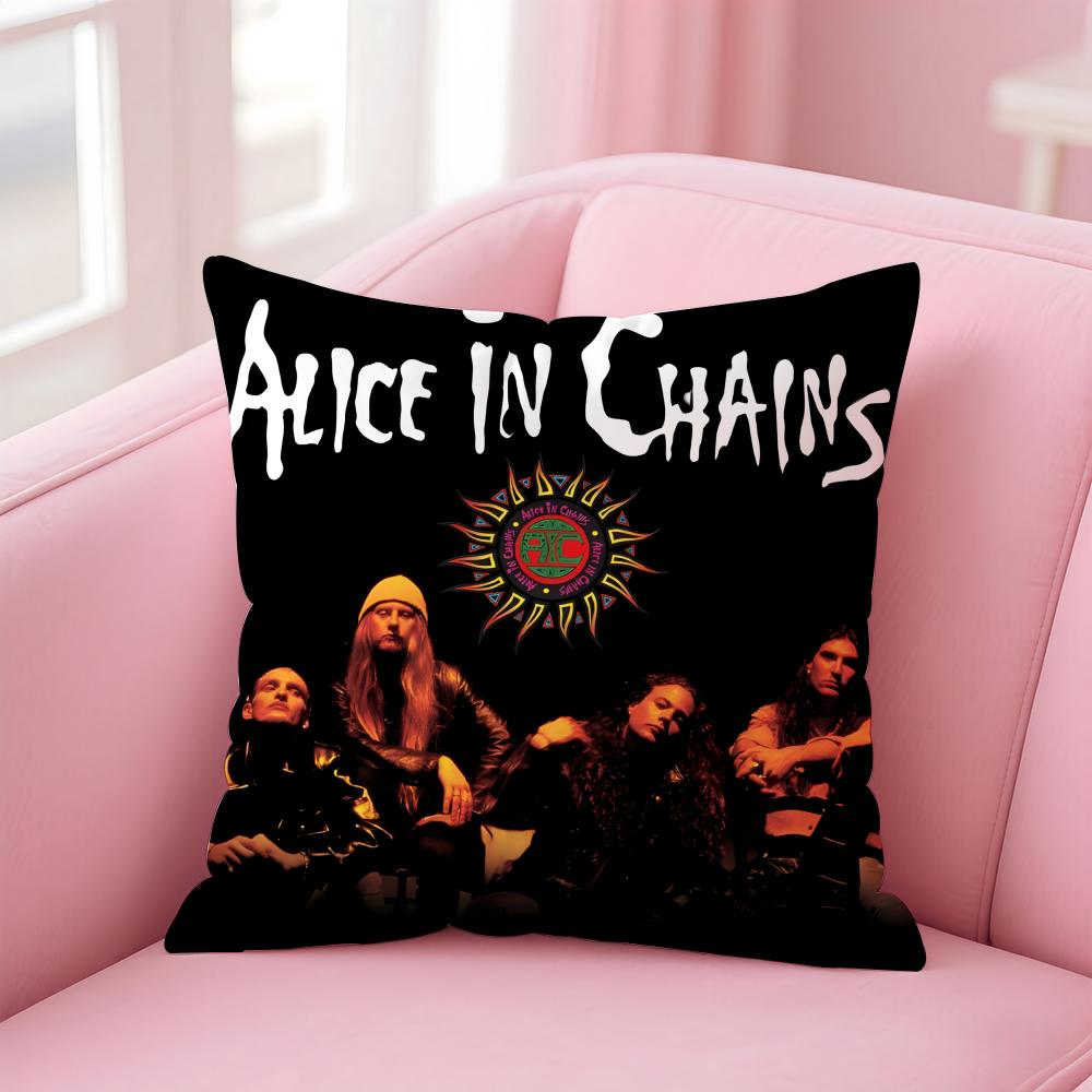 A-Alice In Chains Band Cushion Cover Comfortable Reversible Pillow Cover Ideal For Car Sofa Bedroom & Beyond