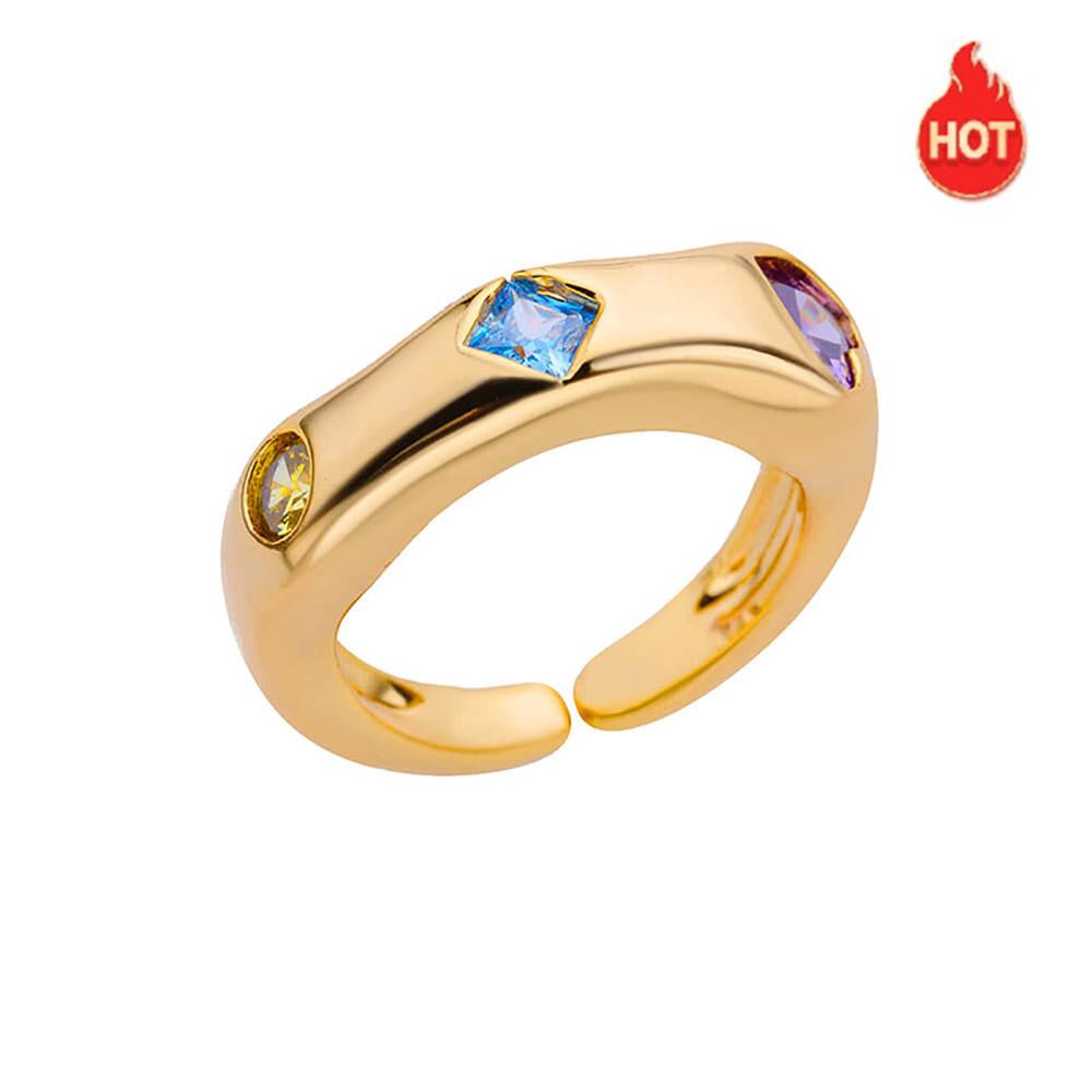 Zircon Square Finger Rings for Women Gold Irregular Stainless Steel Ring Engaement Wedding Aesthetic Jewelry Gift