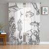Marine Life Two Seahorses Sheer Curtains for Living Room Voile Curtain Bedroom Bathroom Tulle Curtains Window Drapes
