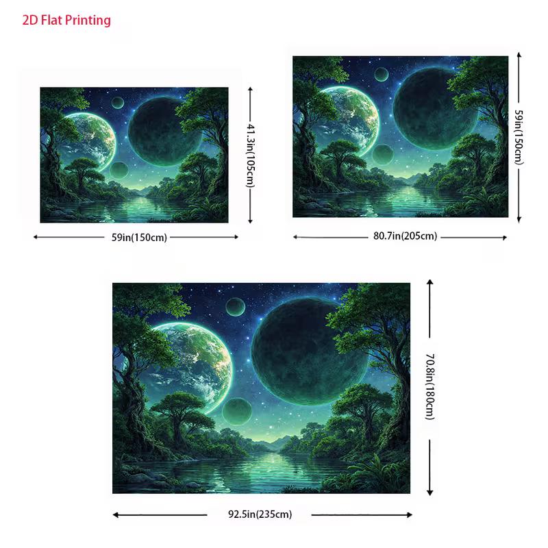 2D Magical Jungle Outer Space Starry Backdrop Sci-fi Party Decor Background Cloth